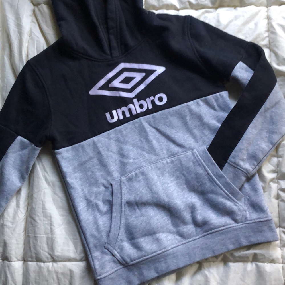 Boys Umbro grey and black hoodie